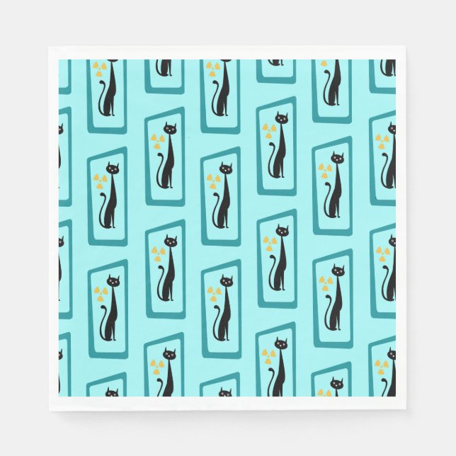 Schrödingers katt Mid Century Modern blek Blue Pappersservett (Framsidan)