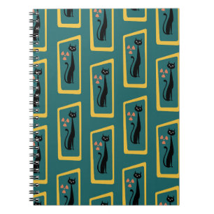 Schrödingers katt Mid Century Modern mörk blått Anteckningsbok