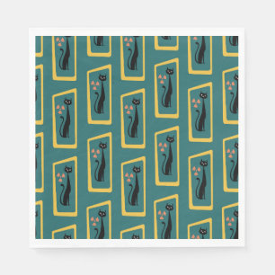 Schrödingers katt Mid Century Modern mörk blått Pappersservett