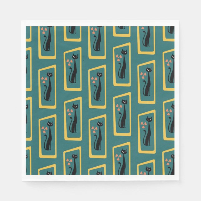 Schrödingers katt Mid Century Modern mörk blått Pappersservett (Framsidan)