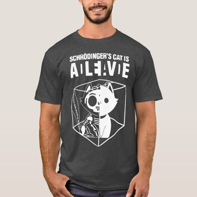 Schrodingers katt- och finkerkatt död och levande t shirt (Framsida)