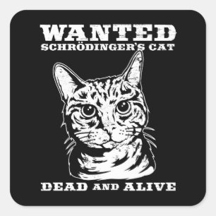 Schrodingers katt önskade dead eller vid liv fyrkantigt klistermärke