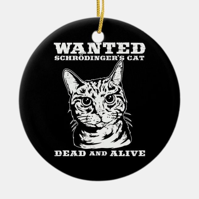 Schrodingers katt önskade dead eller vid liv julgransprydnad keramik (Framsidan)