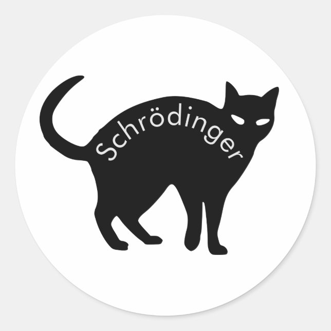 Schrödingers katt runt klistermärke (Framsida)