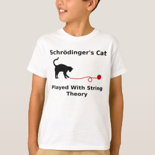Schrödingers katt som lekas med, stränger teori tee shirt