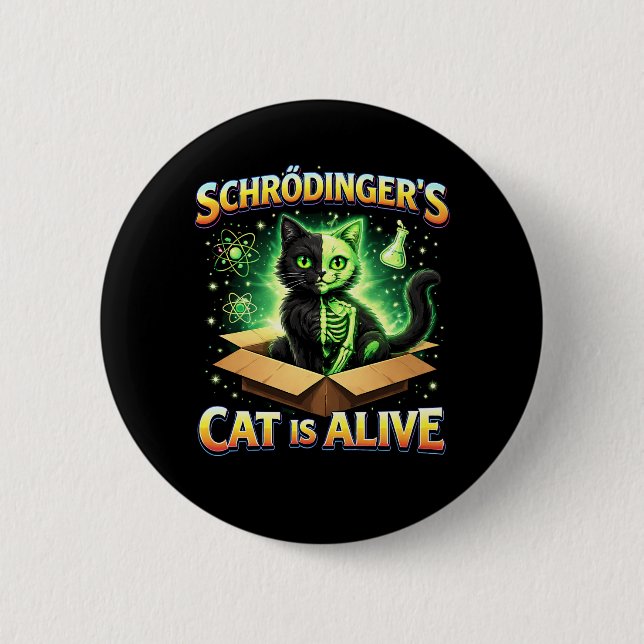 Schrödingers Nyfikna Katt Knapp (Framsida)