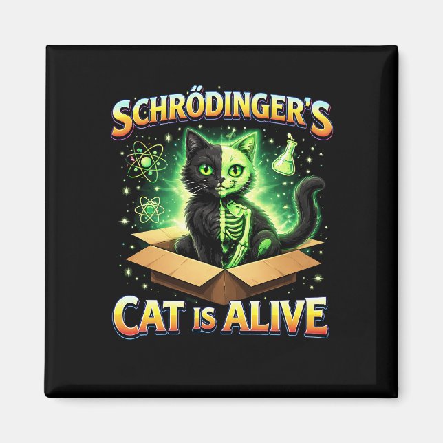 Schrödingers nyfikna katt magnet (Framsidan)