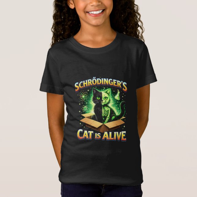 Schrödingers nyfikna katt t shirt (Framsida)