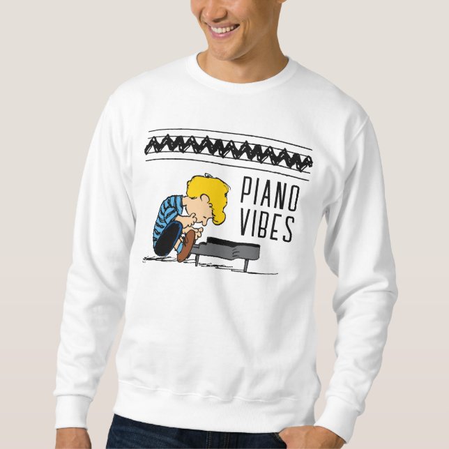 Schroeder Charlie Brown Music Lång Ärmad Tröja (Framsida)
