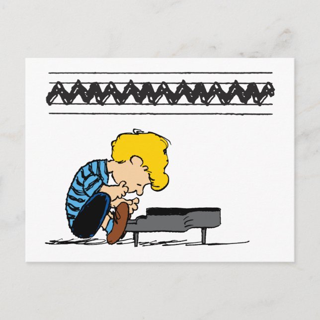 Schroeder Charlie Brown Musik Vykort (Framsida)