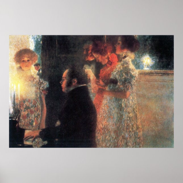 Schubert i piano av Gustav Klimt Poster (Framsidan)