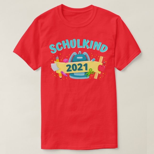 Schulkind 2021 Einschulung Schulranzen Schule Kind T Shirt (Design framsida)