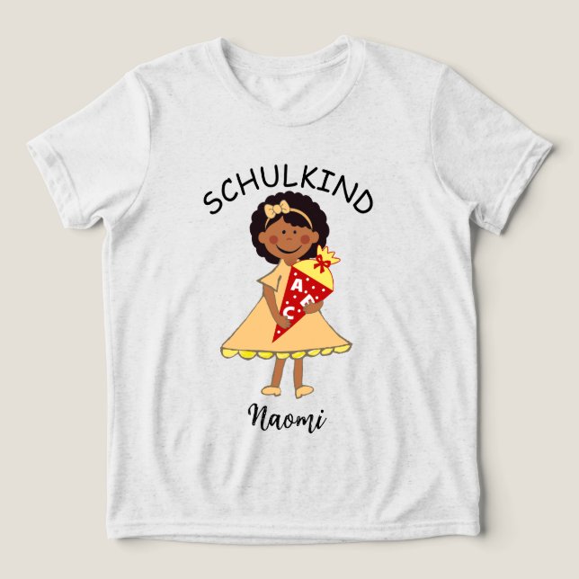 Schulkind - Mädchen mit Schultüte - orange 2 | T Shirt (Design Framsida)