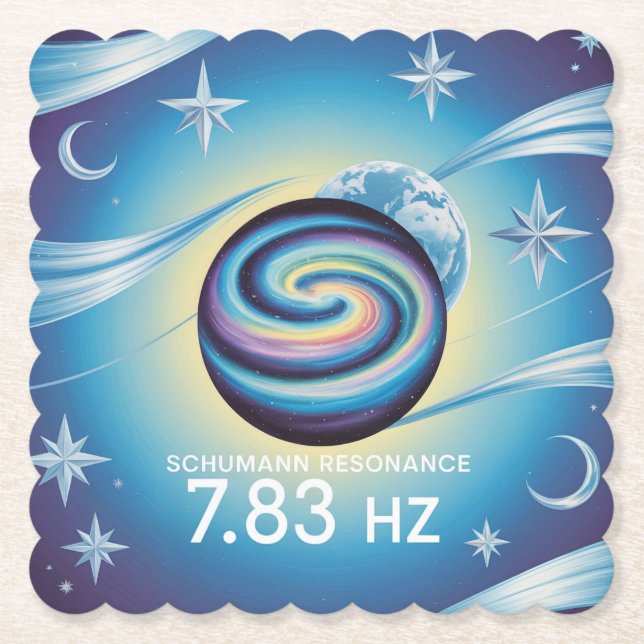 Schumannresonans Celestial Blå Kragad Set  Underlägg Papper (Framsida)