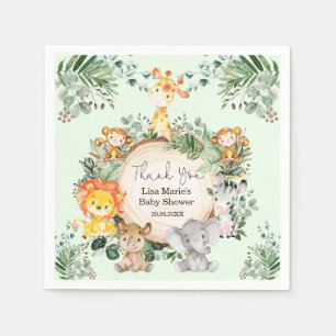 Schustic Grey Safari Jungle Baby djur Shower Pappersservett