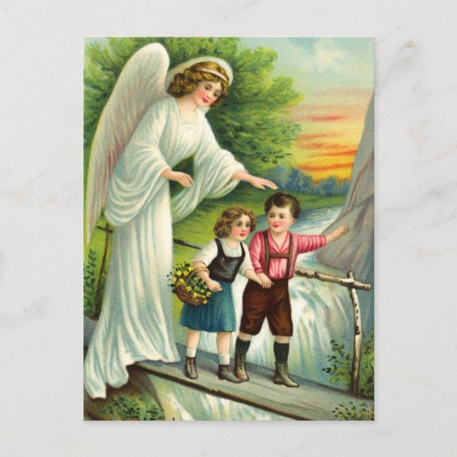 Schutzengel, Kinder und Brücke Vykort (Framsida)