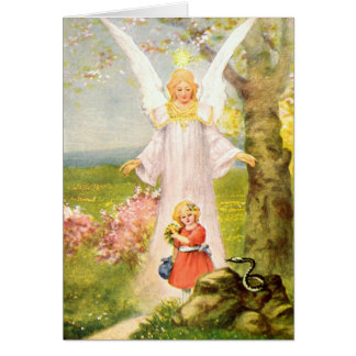 Schutzengel Mädchen und Schlange Hälsningskort