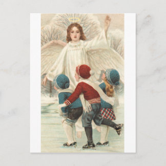 Schutzengel und Eislauf Schlittschuh Vykort