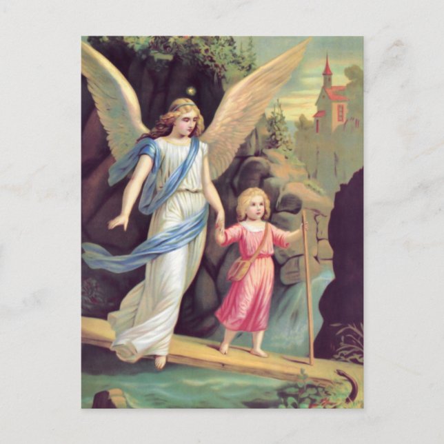 Schutzengel und Mädchen Vykort (Framsida)