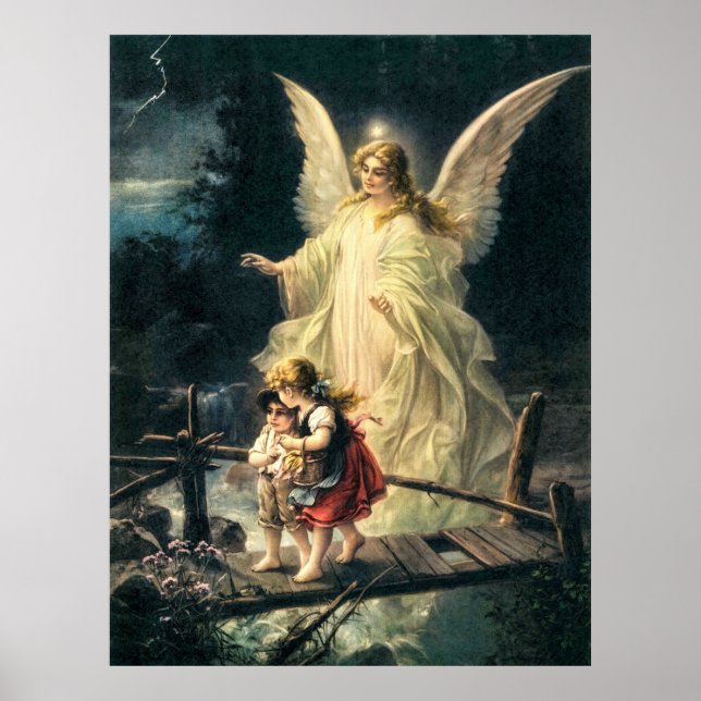 Schutzengel und zwei Kinder auf Brücke Poster (Framsidan)