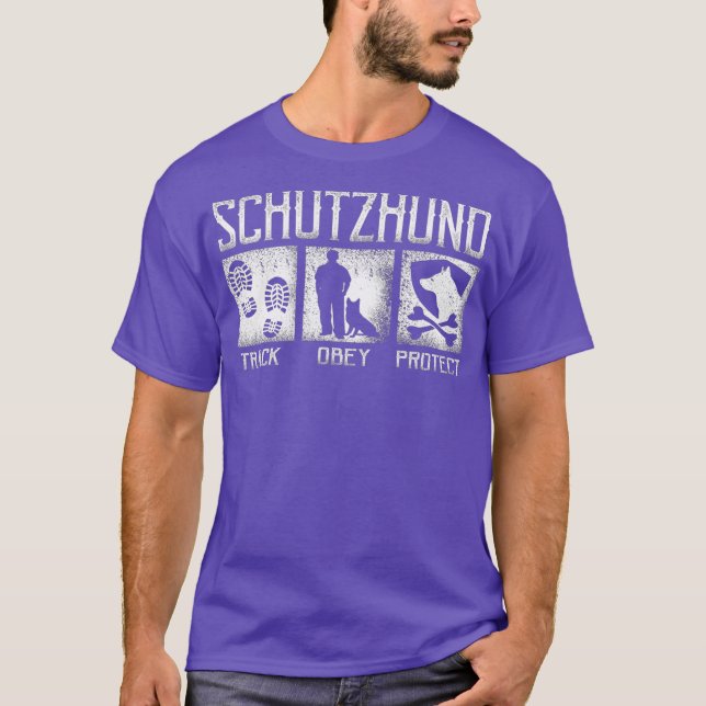Schutzhund Track Obey Protect Hund Handler T Shirt (Framsida)