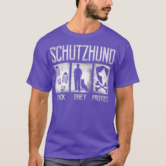 Schutzhund Track Obey Protect Hund Handler T Shirt (Framsida)