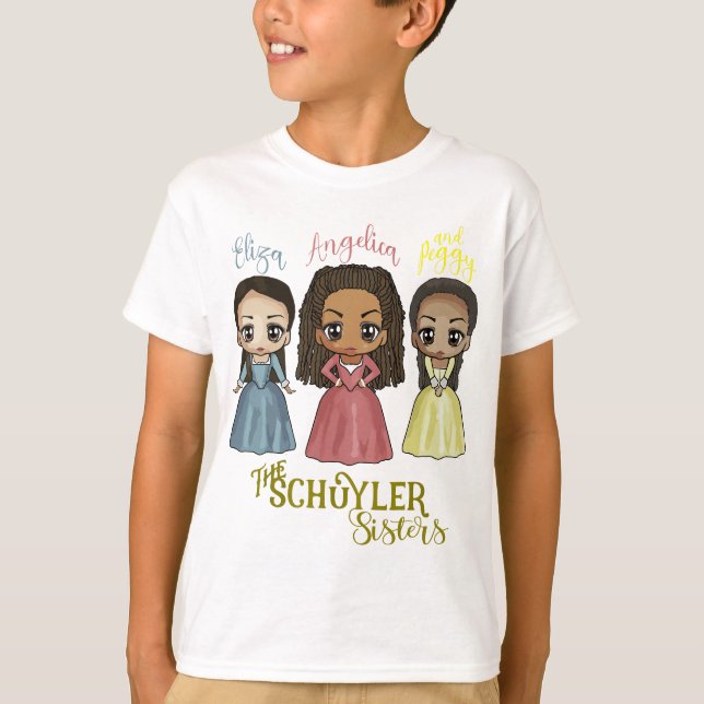 Schuyler Sisters - Kawaii Art av Mary Layton T Shirt (Framsida)