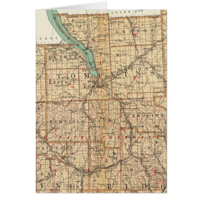 Schuyler, Tompkins, Cortland, Chemung Hälsningskort (Framsidan)