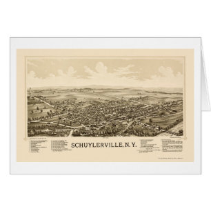 Schuylerville panorama- karta för NY - 1889 Hälsningskort