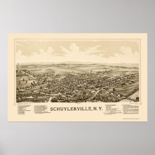 Schuylerville panorama- karta för NY - 1889 Poster