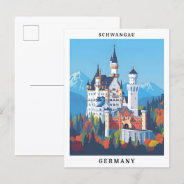 Schwangau Tyskland Elegant Konst Vintage Resa Vykort