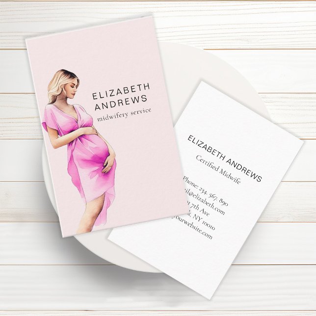 Schwangere, schlicht-moderne vattencolor visitkort (Skapare uppladdad)