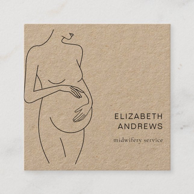 Schwangere, schlicht-moderne Visitenkarte Fyrkantigt Visitkort (Framsida)