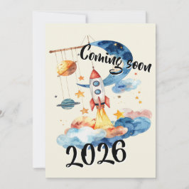 Schwangerschaft verkünden 2026 Rakete Weltraum  Inbjudningar