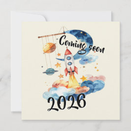 Schwangerschaft verkünden 2026 Rakete Weltraum  Julkort