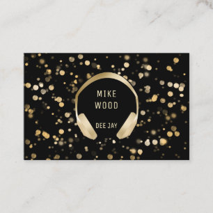 Schwarz Guld Bokeh Kopfhörer DJ Visitenkarte Visitkort