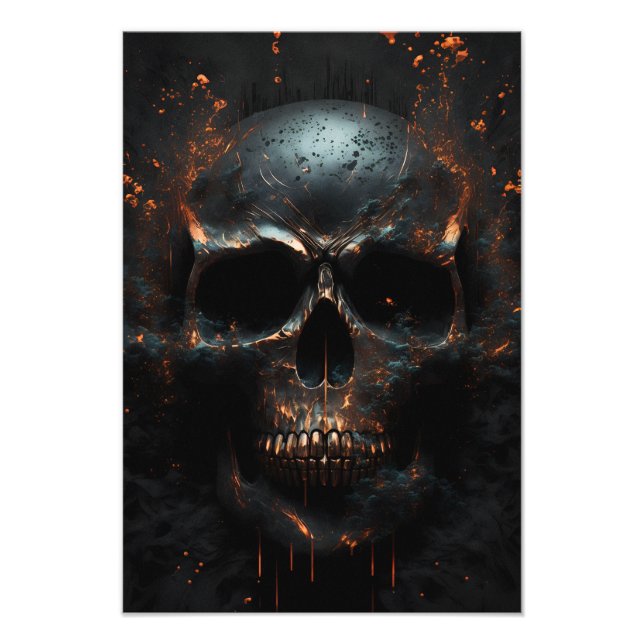 Schwarz matter Totenkopf mit Bronze Fototryck (Framsidan)