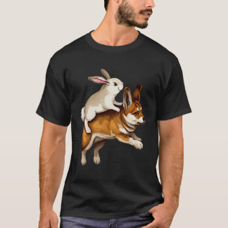 Schwarz Normalkanit Riding A Shiba Whimsical Pet T Shirt
