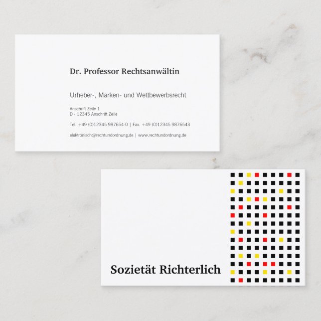 Schwarz Rot Gold  Visitkort (Fram/baksida)