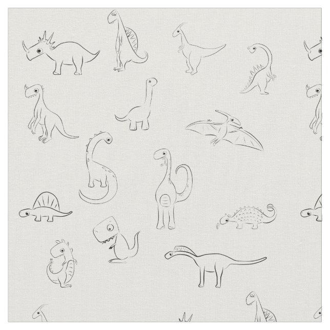 Schwarz weiß Dino Dinosaurier Saurier Motiv Tyg (Närbild)