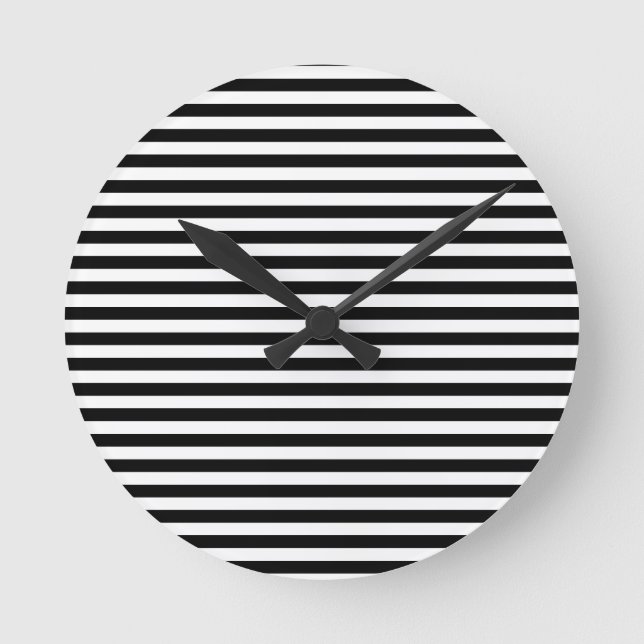 Schwarz & Weiß gestreifte Rund Klocka (Framsida)