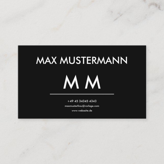 Schwarz Weiß Visitenkarte Selbst Gestalten-mall Visitkort (Framsida)
