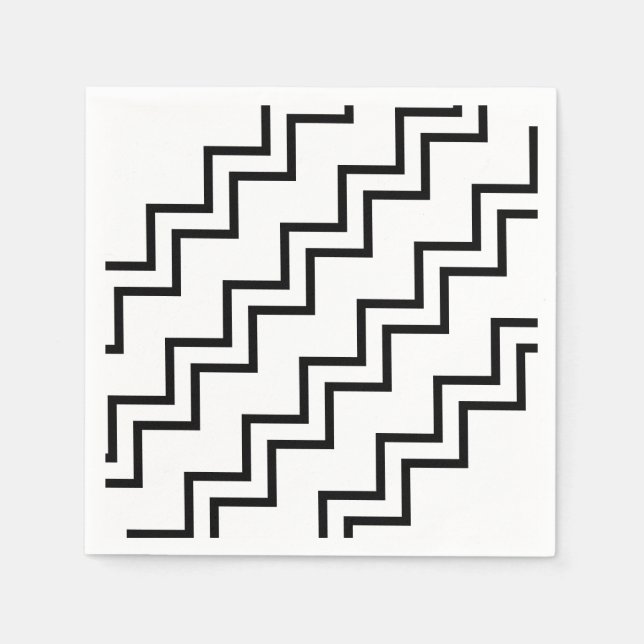 Schwarz weiß zickzack pappersservett (Framsidan)