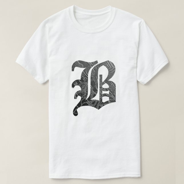 Schwarze Buchstabe "B" im gotischen Stil T Shirt (Design framsida)
