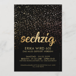 Schwarze Gold-Jubiläum Einladungen 60. Geburtstag Inbjudningar