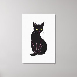 Schwarze Katze Minimal Illustration Canvastryck