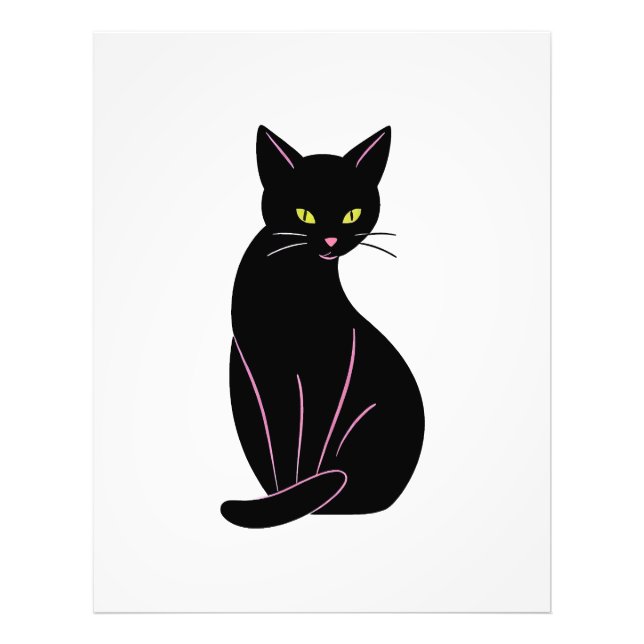Schwarze Katze Minimal Illustration Fototryck (Framsidan)