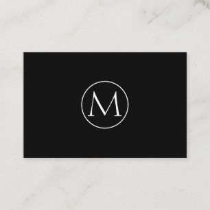 Schwarze Minimal Monogramm Visitenkarte Visitkort