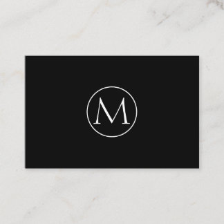 Schwarze Minimal Monogramm Visitenkarte Visitkort