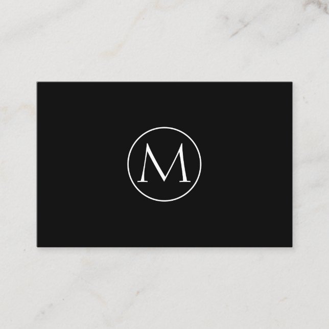 Schwarze Minimal Monogramm Visitenkarte Visitkort (Framsida)